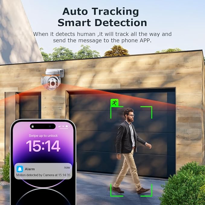 INQMEGA 5MP TUYA Smart Camera,Security Home Surveillance Camera with 2.4G WiFi,2-Way Audio, Full Color Night Vision, Waterproof, Motion Detection, Spotlight & Siren