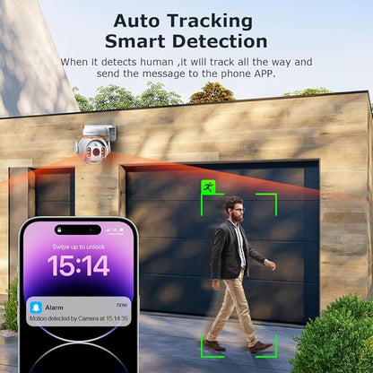 INQMEGA 5MP TUYA Smart Camera,Security Home Surveillance Camera with 2.4G WiFi,2-Way Audio, Full Color Night Vision, Waterproof, Motion Detection, Spotlight & Siren