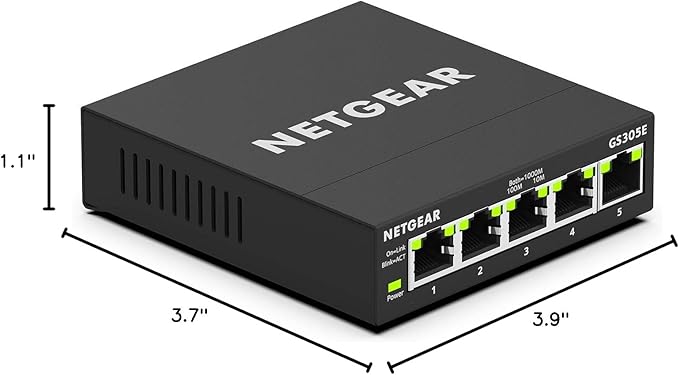 NETGEAR 5-Port Gigabit Ethernet Easy Smart Managed Essentials Switch GS305E - Desktop or Wall Mount, Home Network Hub, Office Ethernet Splitter