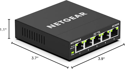 NETGEAR 5-Port Gigabit Ethernet Easy Smart Managed Essentials Switch GS305E - Desktop or Wall Mount, Home Network Hub, Office Ethernet Splitter