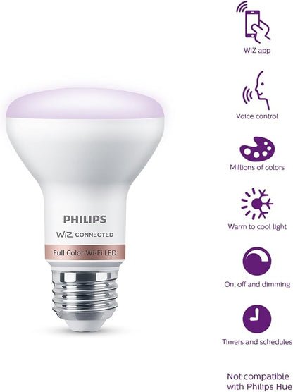 Philips Smart Wi-Fi Connected LED 45-Watt R20 Light Bulb 4-Pack, Frosted Color, Dimmable, E26 Medium Base