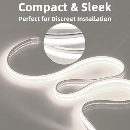 Outdoor LED Strip Lights 16.4 Foot Adhesive Tape Lights IP67 Waterproof Rope Light AC 110V 120V 5 Meters Hardwired Lighting Cold White 6000K 240LEDs/m for Under Kitchen Bedroom Decor