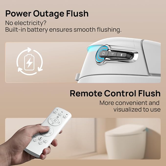 Smart Toilet with Bidet Built-in: Bidet Toilet with 4 Washing Child Friendly Modes, Elongated Heated Seat, One Piece Toilet with Dryer, Remote, Foot Sensor, Auto Flush Lid&Seat, UV-C Night Light