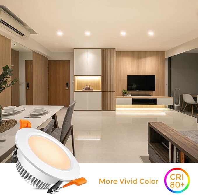 LEDLightsWorld 3 Inch LED Recessed Lighting Dimmable Downlight, 5W (40W Halogen Equivalent), 3000K Warm White, CRI80, Recessed Ceiling Light with LED Driver (8 Pack)