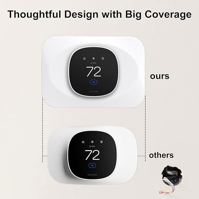 Wall Plate Cover Compatible with Ecobee Smart Thermostat Essential, Practical Ecobee Thermostat Trim Kit, Programmable WiFi Thermostat Accessory (Black Magic) (White)