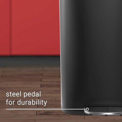 happimess HPM1006B Connor Rectangular 13-Gallon Trash Can with Soft-Close Lid and Free Mini Trash Can, Fingerprint Resistant, Modern, Minimalistic for Home, Kitchen, Office, Bathroom, Black