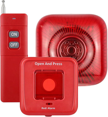 3 Pack Wireless RF 433MHz Fire Alarm Panel, Manual Fire Bell, Wireless Sound Light Alarm Security System, Smart Alert Remote Control (US Plug)