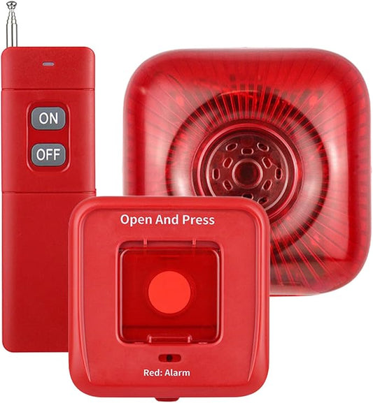 3 Pack Wireless RF 433MHz Fire Alarm Panel, Manual Fire Bell, Wireless Sound Light Alarm Security System, Smart Alert Remote Control (US Plug)