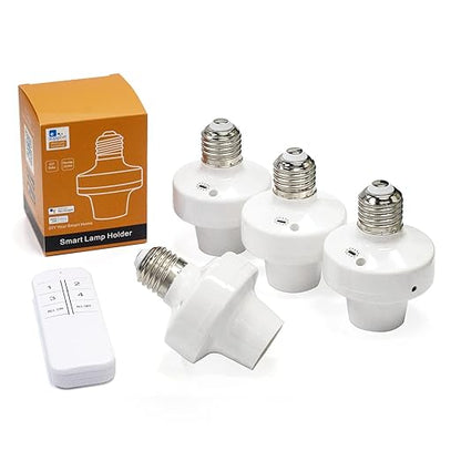 QIACHIP Wi-Fi Smart 2.4G Remote Control Light Socket E26 E27 Bulb Socket Adapter, eWeLink APP Remote Timing, Compatible with Alexa and Google