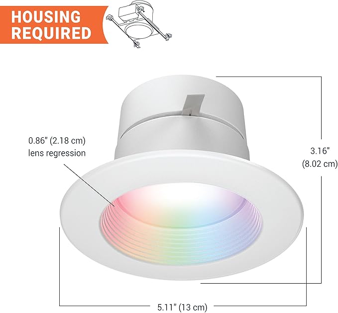 HALO 4" Smart Wi-Fi® Recessed LED Light Powered by WiZ Pro, Dimmable Full Color w/ SpaceSense® Motion, Smart Home Ready - RL4069WZRGBWWHR