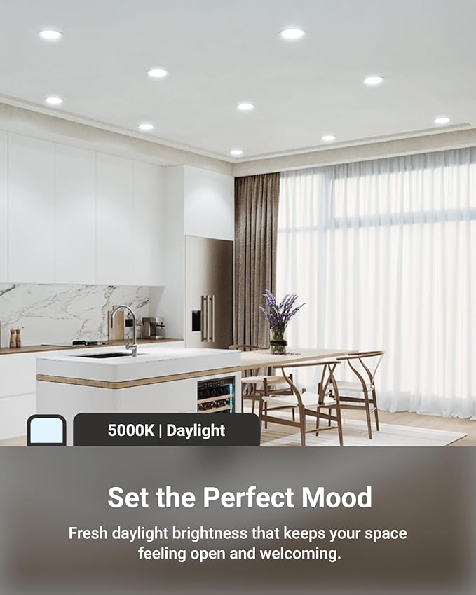 Sunco 4 Inch Ultra Thin LED Recessed Ceiling Lights Slim, 5000K Daylight, Dimmable, 10W, Wafer Thin, Canless with Junction Box 2 Pack - Energy Star ETL T24