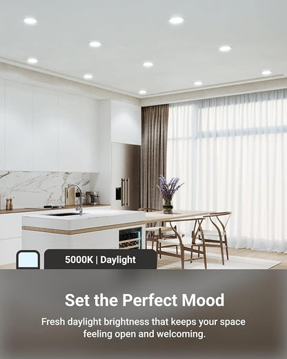 Sunco 4 Inch Ultra Thin LED Recessed Ceiling Lights Slim, 5000K Daylight, Dimmable, 10W, Wafer Thin, Canless with Junction Box 2 Pack - Energy Star ETL T24
