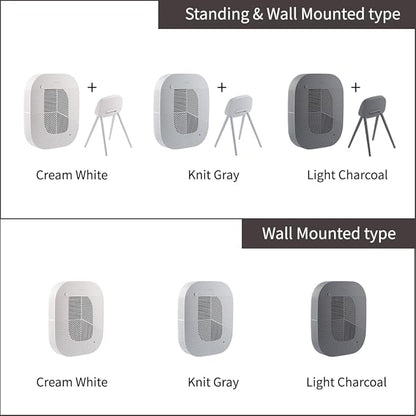 KOMMA Lov Air Purifier for Bedroom, 3.1 inch Slim Wall mount & Stylish Standing type, Hepa Filter Air Cleaner, Remove Fine Dust, Smoke. (CreamWhite with Cradle)