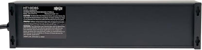 Tripp Lite Isobar 10 Outlet Audio/Video Surge Protector Tel/Modem/Coax/Network 8ft Cord Right Angle Plug, & $500,000 Insurance (HT10DBS) Black