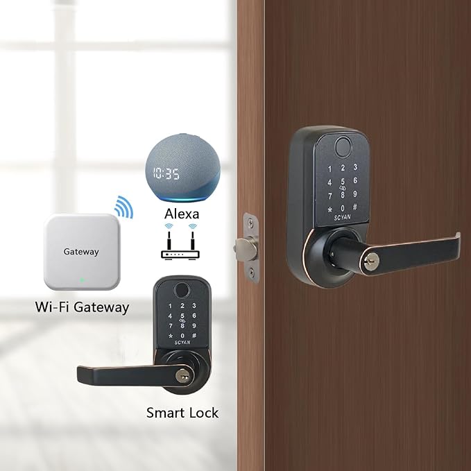 Scyan X1 Smart Biometric Lock - 5-in-1 Fingerprint & Touchscreen, Auto-Locking for Home, Office and Airbnb (Oil-Rubbed )