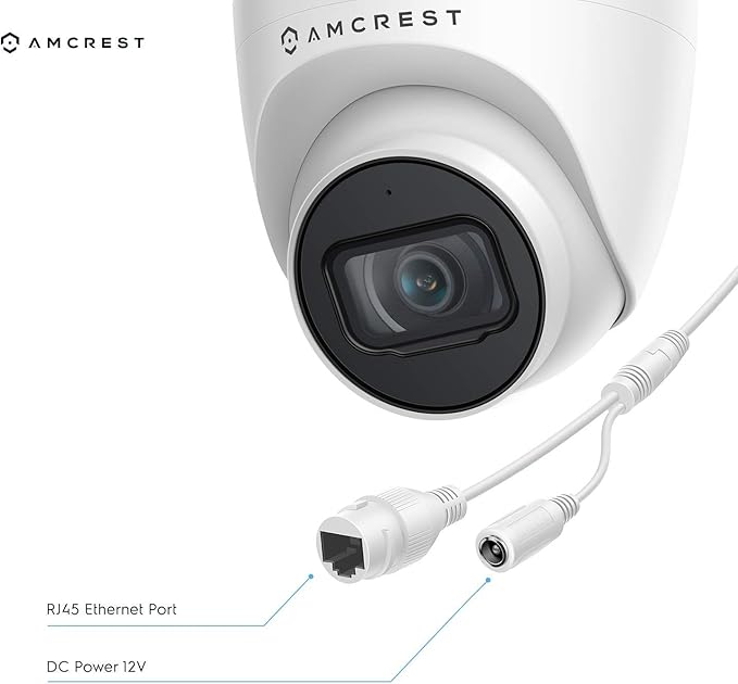 Amcrest 5MP Security Camera System, 4K 8CH PoE NVR, (4) x 5-Megapixel 2.8mm Wide Lens Weatherproof Metal Turret PoE IP Cameras, Built in Mic, Hard Drive Not Included, NV4108E-T1179EW4 (White)