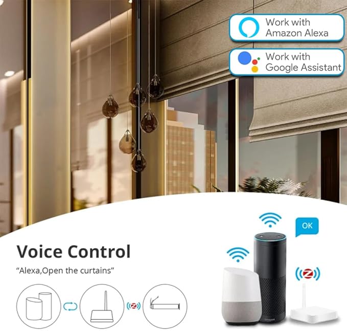 Tuya ZigBee 3.0 Smart Roller Shade Motor, 110V AC Electric Tubular Motor for 1.5" Tube, Motorized Blinds Kit Compatible with Alexa & Google Home, Zebra Blinds Motor, 5 Years Warranty (1.5N.m Torque)