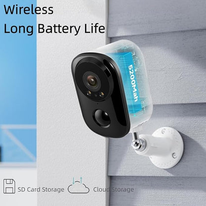 Wireless Outdoor Cameras,Battery Powered 2K Color Night Vision, 5/2.4GHz WiFi Monitoring for Home Security, IP65 Waterproof, Cloud & SD Storage
