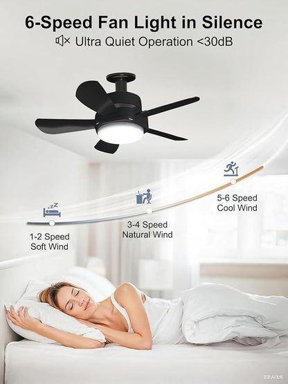 Ligency Smart Socket Fan Light with Remote, 16 inch Small Socket Ceiling Fan Light with RGBW, E26 Screw in Ceiling Light Bulb Fan, 1800Lm, Work with Alexa & Google Assistant for Garage Bedroom, Black