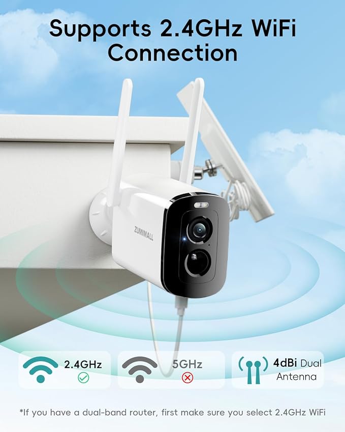 ZUMIMALL Solar Security Cameras Wireless Outdoor - 2 Packs, 2K Camera for Home Security, Front Door, Yard & Driveway, Color Night Vision, 2.4GHz WiFi, 2-Way Talk, Spotlight & Siren, IP66/Alexa/Cloud