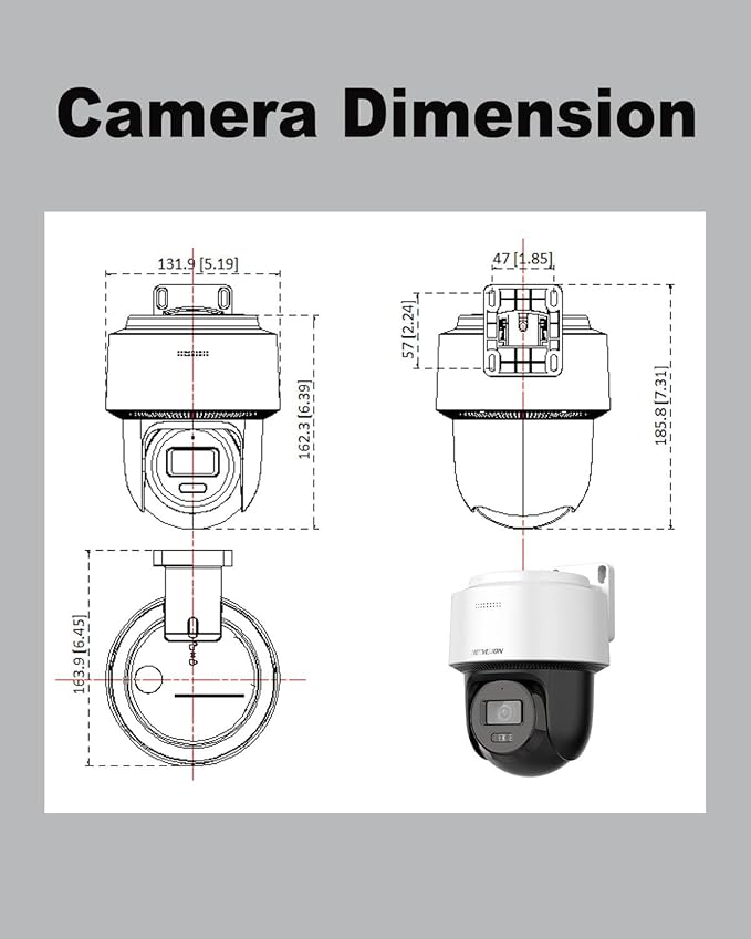 DS-2DE2C400MWG-E HIKVIS0N_4MP Wired PT PoE IP Camera with 345° pan and 80° tilt, Auto-Tracking Lite, Smart Hybrid Light, IP66, 2-Way-Audio,2.8mm Lens, 512 GB Card Slot, International English Version