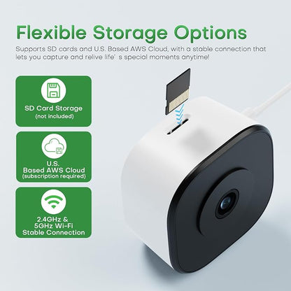 5MP 3K No Drill Window Security Camera, 2.4GHz & 5GHz WiFi Indoor Window Camera Color Night Vision with Anti-Glare, Person and Motion Detector, 24/7 Recording, Easy Install for Apartment,Rental