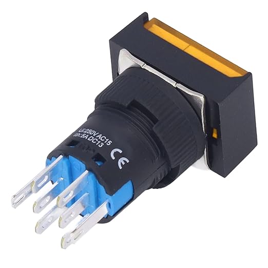 25Pcs Micro Squares Push Button Switch 16mm 12V Self Locking with Light ABS Brass for Automation Equipment DIY Electrical Installation (Yellow)