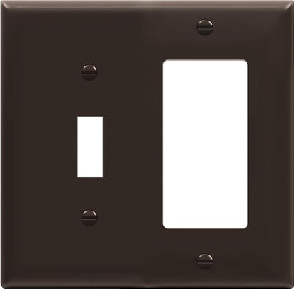 ENERLITES Combination Toggle Light Switch/Decorator Light Switch Plate, Double Switch Wall Plate, Standard Size 2-Gang 4.50" x 4.57", Polycarbonate Thermoplastic, 881131-BR, Brown