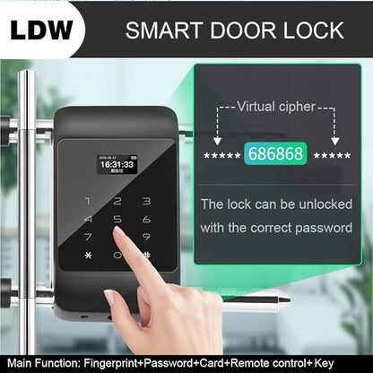 Smart Lock for Glass Door, warehuse Door, Free Installation,Fingerprint, keyless Entry and APP