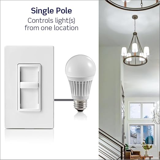 Leviton SureSlide Dimmer Switch for Dimmable LED, Halogen and Incandescent Bulbs, 6672-1LT, Light Almond