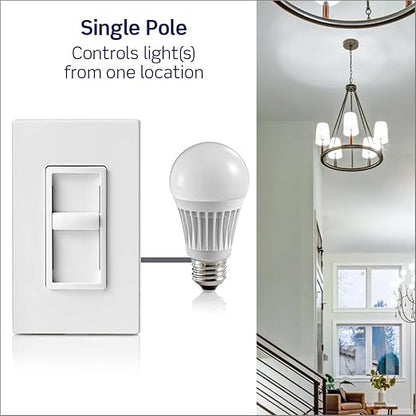 Leviton SureSlide Dimmer Switch for Dimmable LED, Halogen and Incandescent Bulbs, 6672-1LI, Ivory