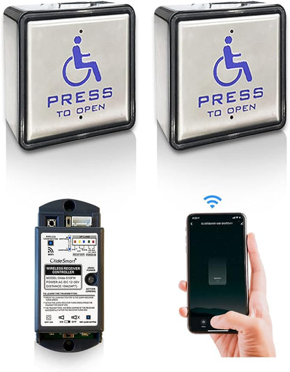 Olideauto DSW120 Low Energy Handicap Automatic Swing Door Operator for A Single Door+Smart Wi-Fi Push Button Phone APP Control,Compatible for Alexa &Google Speaker +Handicap Push Buttons