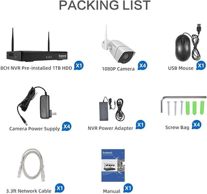 (2026 New) Firstrend WiFi Wireless Security Camera System1080P, 8CH NVR