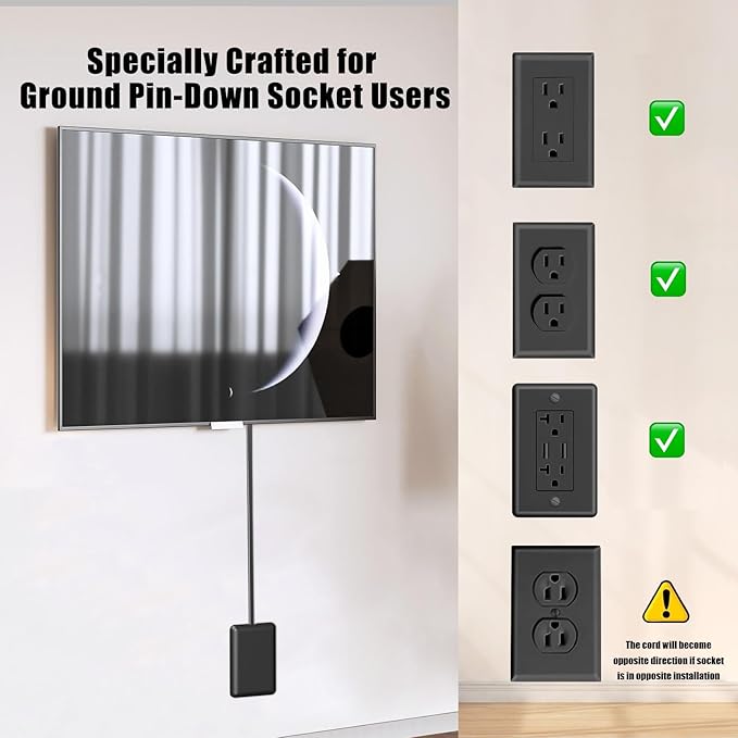 CABOCASA 3FT Ultra Flat Plug Extension Cord Power Strip with 3 Outlets, Patented Detachable Ultra-Thin Outlet Cover Concealer & Ultra-Flat Plug, Max. 13A 125V 1625W ETL Listed, Black Color