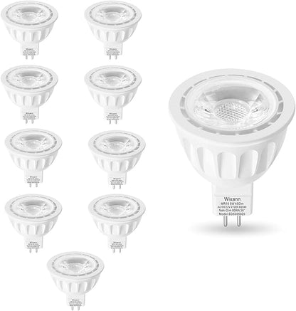 MR16 LED Bulb, 50W Halogen Equivalent, 5W 12V 3000K Soft Warm White, 450Lm GU5.3 Bi-Pin Base, 12V Spotlight Bulb,40 Degree Spot Lighting For Indoor/Outdoor Landscape Track Bulbs-Not Dimmable (10 Pack)
