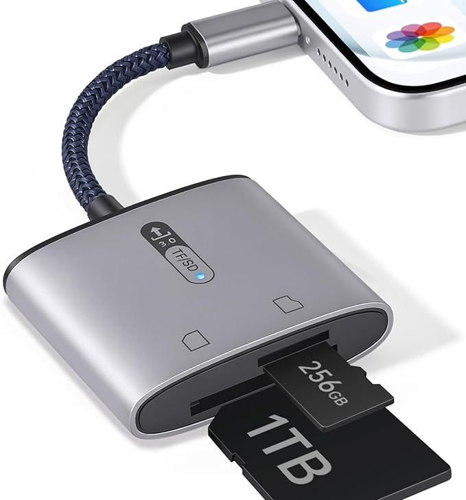 Zleo Hunting Trail Camera SD/TF Card Reader with Type C Port, 2-in-1 USB-C Memory Card Adapter with Indicator, High Speed, Plug and Play, Compatible with Android/iPad/MacBook/Mac/iPhone 15/16/17