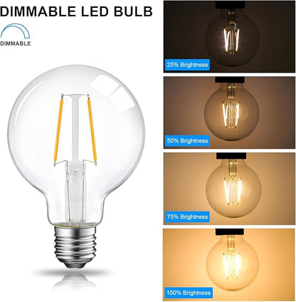 ENERGETIC SMARTER LIGHTING 5W Dimmable G25 LED Globe Light Bulb, G25 LED Vintage Light Bulb, 60W Equivalent, 500Lumens, 2700K Soft White, E26 Base, ETL Listed, 6-Pack