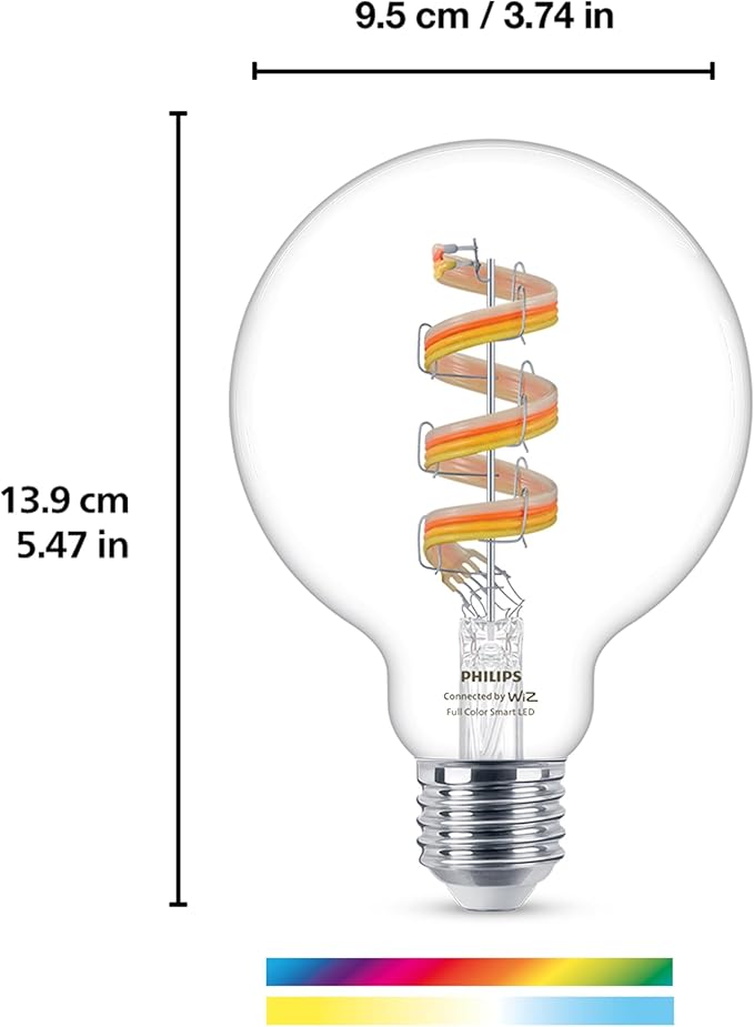 Philips Smart Vintage Amber G25 25W Color Filament LED Smart Bulb 4 Pack - E26 Indoor -Connect to Your Wi-Fi - Control with Voice or App - Powered by WiZ Connected