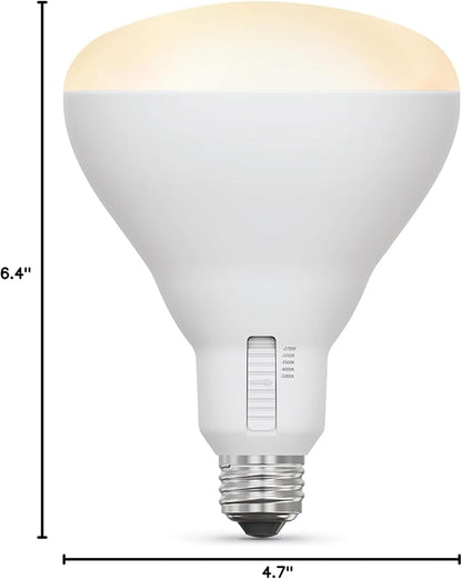Feit Electric BR40 LED Light Bulb, 85W Equivalent, Dimmable, 5CCT, E26 Medium Base, 90 CRI, 1100 Lumens, Adjustable White, 13.7 Years Lifetime, BR4085DM5CCTCA15K