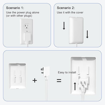 CABOCASA 2 Pack 3FT Flat Plug Extension Cord Power Strip with 3 Outlets, Patented Detachable Ultra-Thin Outlet Cover Concealer & Ultra-Flat Plug, Max. 13A 125V 1625W ETL Listed, White Color
