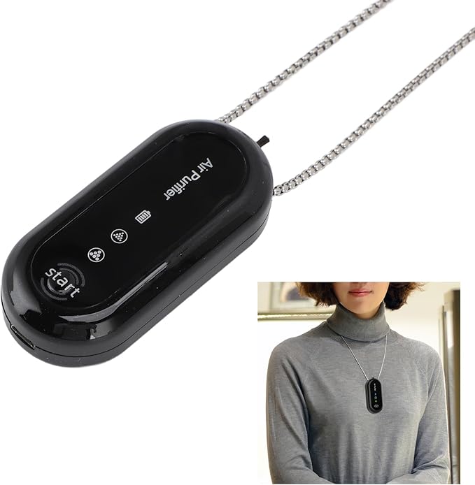 Wearable Air Purifier, Portable Air Purifier Necklace USB Rechargeable for Travel Outdoor, Lasts 30-60 Hours
