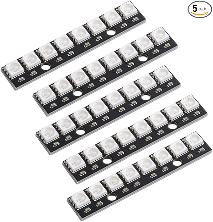 8 Bits WS2812 RGB LED Stick 8 X WS2812B 5050 Full Color RGB LED Module Built-in Drivers for Arduino Raspberry Pi ESP32 Shopping Mall Home Decoration Lighting Pack of 5pcs