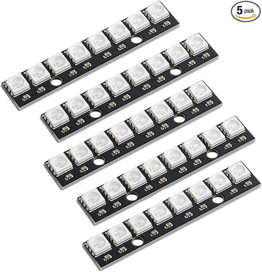 8 Bits WS2812 RGB LED Stick 8 X WS2812B 5050 Full Color RGB LED Module Built-in Drivers for Arduino Raspberry Pi ESP32 Shopping Mall Home Decoration Lighting Pack of 5pcs