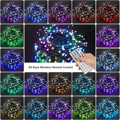 LJLNION 98.5ft Christmas Lights Color Changing with Remote, 300 LED RGB Fairy String Lights Halloween Decorative Lights, 8 Lighting Modes & Timer, Plug in Indoor Outdoor Xmas Wedding Party Decor