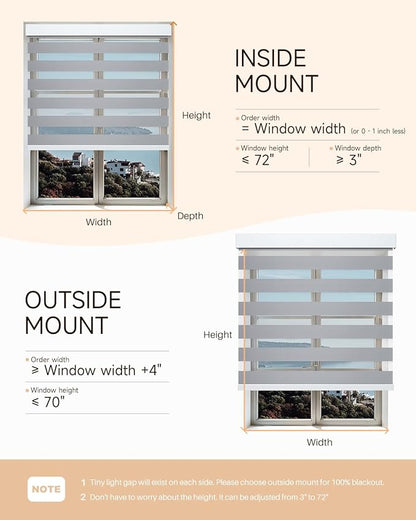 Smart Zebra Blinds for Windows, Alexa Motorized Blinds with Remote Control, Automatic Electric Power Zebra Shades for Indoor Windows (30" W x 72" H, Gray Fabric & White Shell)