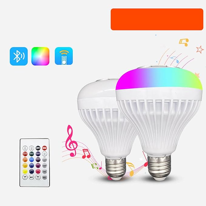 Music Light Bulb Plastic RGB Multicolor Adjustable Smart Light Bulb 12W for Bar Restaurant
