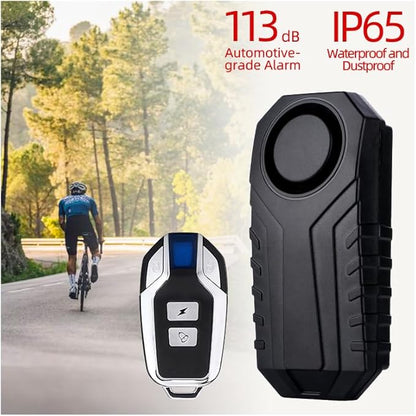 AIJING 113db Bike Alarm with Remote, Loud Anti Theft Alarm for Bicycle Golf Car, IP65 Waterproof Vibration Sensor Alarm System, Wireless Siren for E-Bike, Motorcycle,Trailer, Mailbox, Scooter (A1)