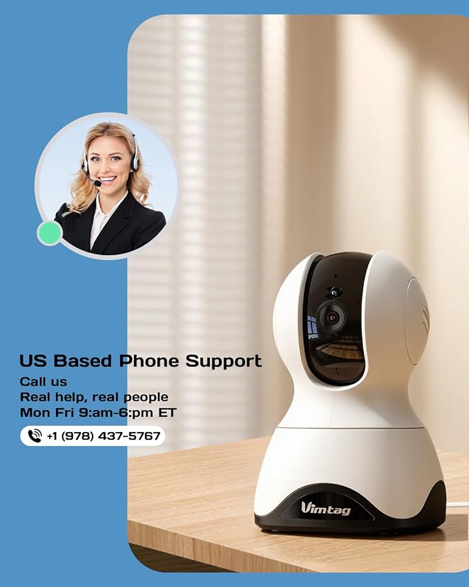 VIMTAG 4K 8MP Pan/Tilt Indoor Camera for Pet/Dog/Cat/Baby/Nanny/Home Security with Phone APP, Motion Tracking, Night Vision, 2-Way Audio, AI Detection, 5G/2.4GHz WiFi, Cloud & SD Card, Works w/Alexa