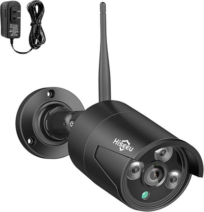 Hiseeu 5MP Black Camera Add on 5MP Security Camera, Waterproof Outdoor Indoor 3.6mm Lens IP Day & Night Vision with DC 12V Power Adapter Compatible 10CH 5MP WiFi Camera System
