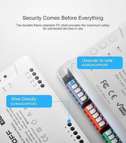 SONOFF 4CH R3 Smart Switch,4 independently Channel WiFi Remote Time Switch, LAN Control, Inching/Self -Locking Mode, Compatible with Alexa,& Google Home Assistant